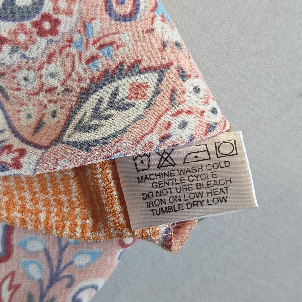 Rachel Zoe Womens Medium Sleeveless Boho Blouse Orange Medallion Print Tank Top - Picture 8 of 9